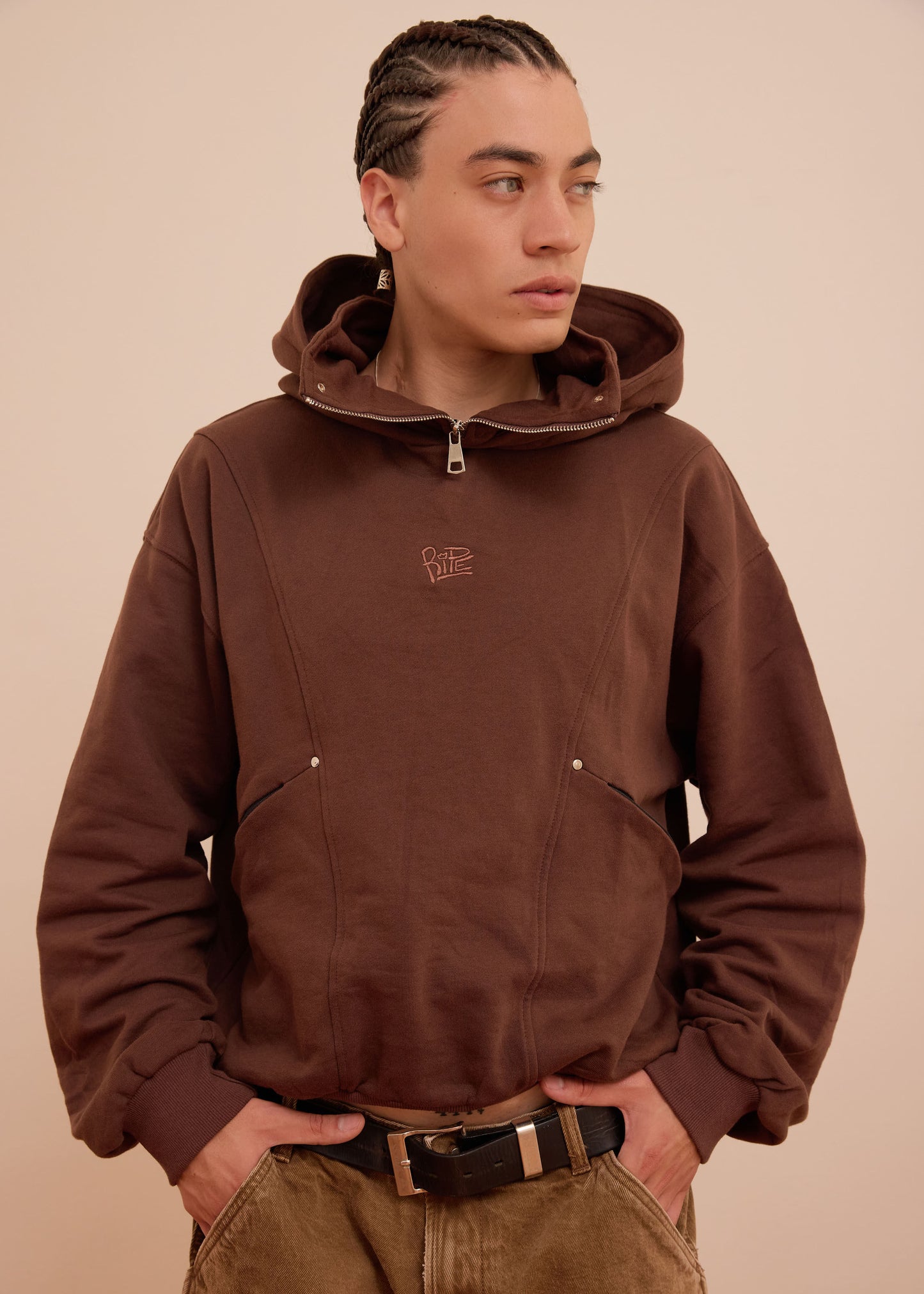 RIPE 2: Crop Hoodie Doble Cuello Brown