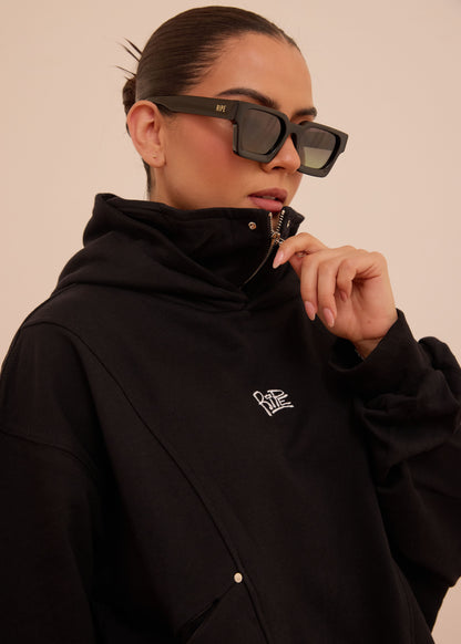 RIPE 2: ⁠Crop Hoodie Doble Cuello Black
