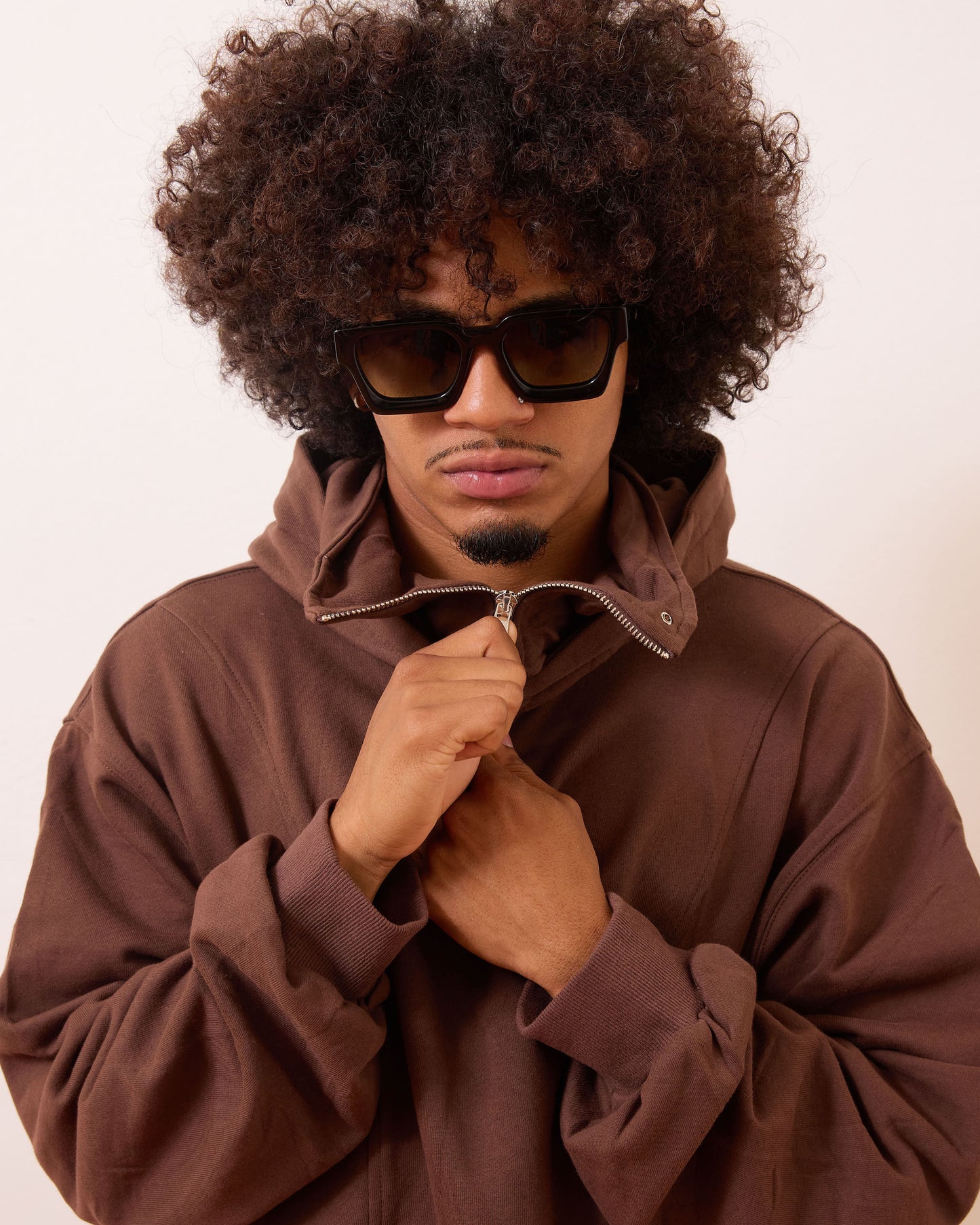 RIPE 2: ⁠Crop Hoodie Doble Cuello Brown